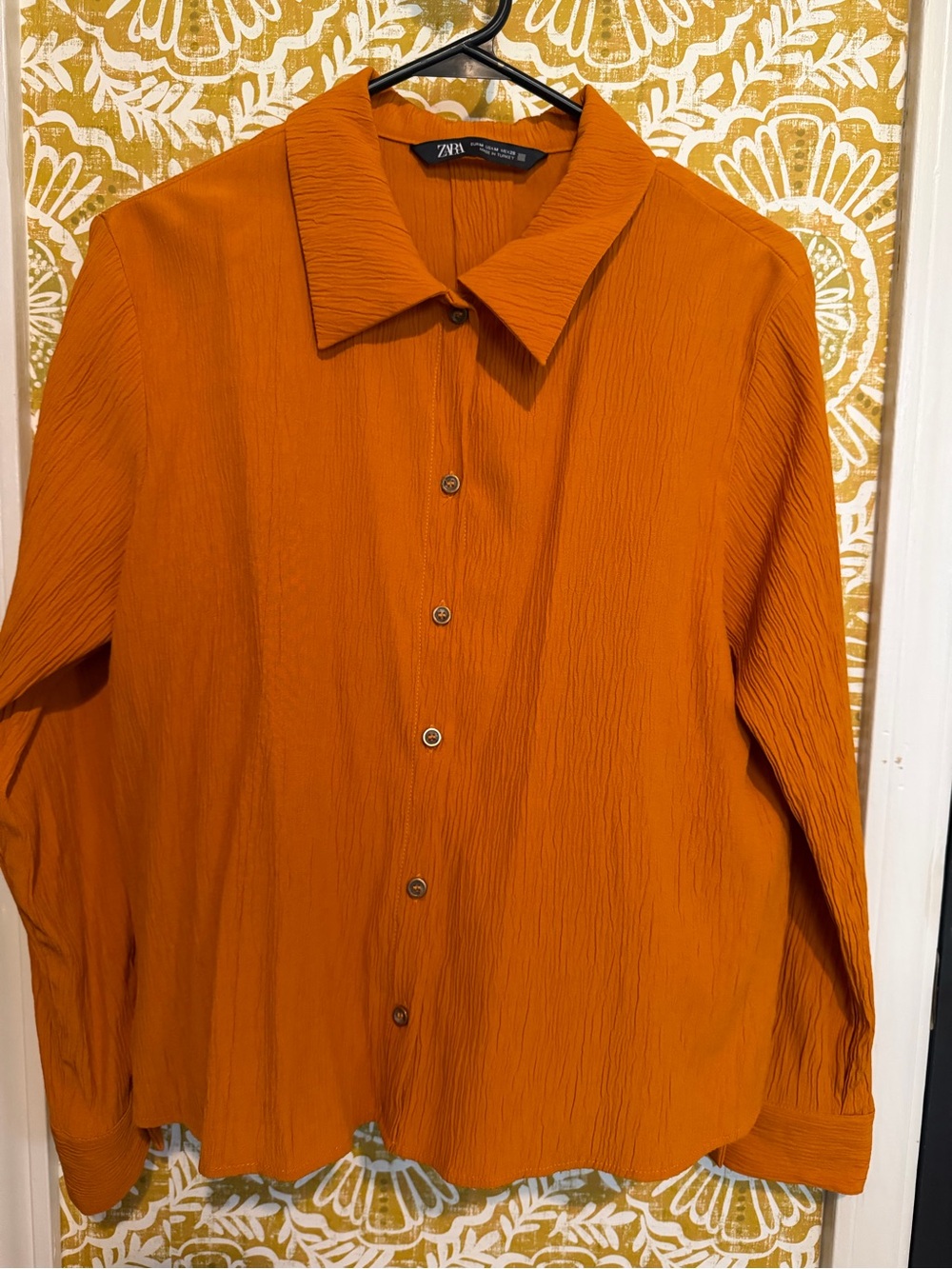 Zara Menβs Button-Down Shirt in Burnt Orange